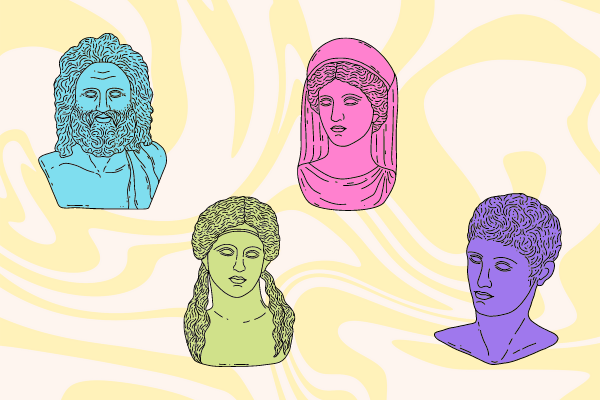 An illustration of four Greek marble busts.