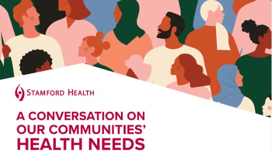 an illustation announcing the program, a conversation on our commmunities' health needs