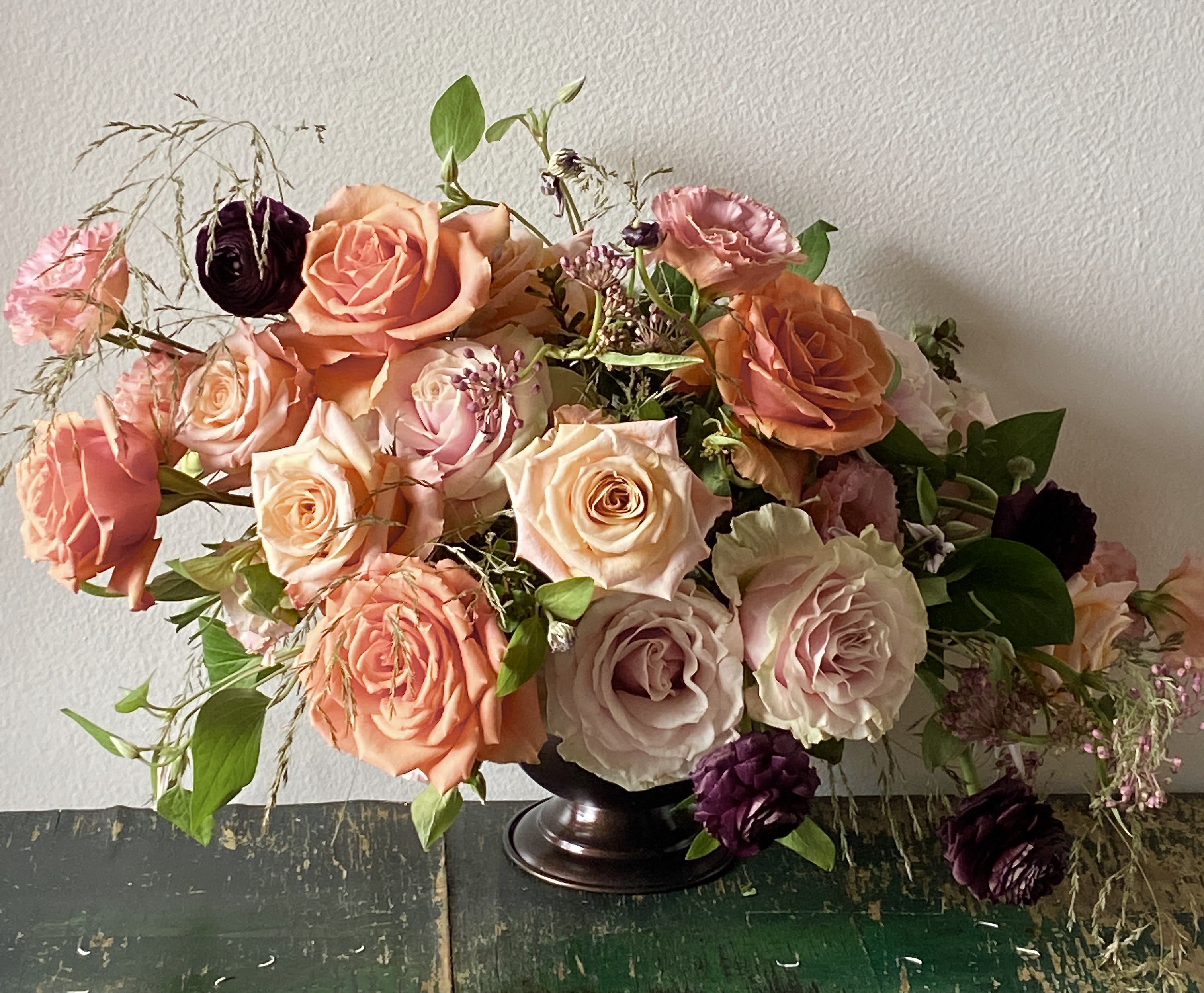 image of a rose floral arrangement featuring blush pink roses