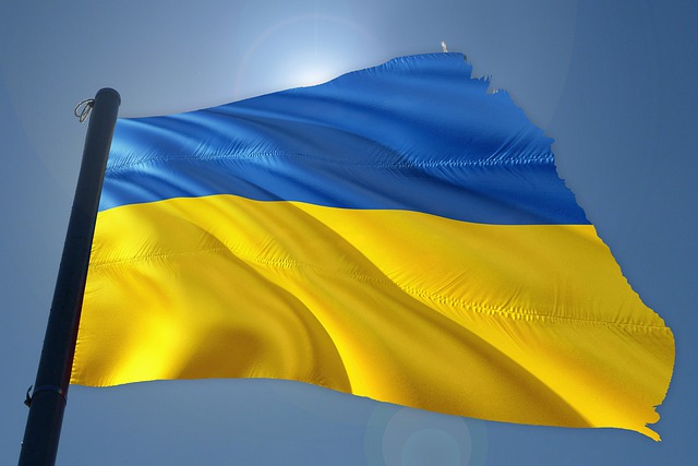 an abstract image of a Ukraine flag blowing in the wind