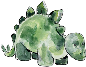 An illustration of a green dinosaur.