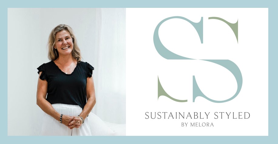 image of the brand label of Sustainably Styled by Melora Johnson, along with Melora Johnson herself
