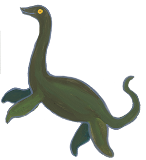 An illustration of Nessie from Loch Ness.