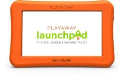 Orange case surrounding a white box that says Playaway Launchpad