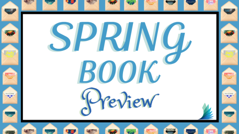 Spring Book Preview surrounded by envelopes with book covers inside.