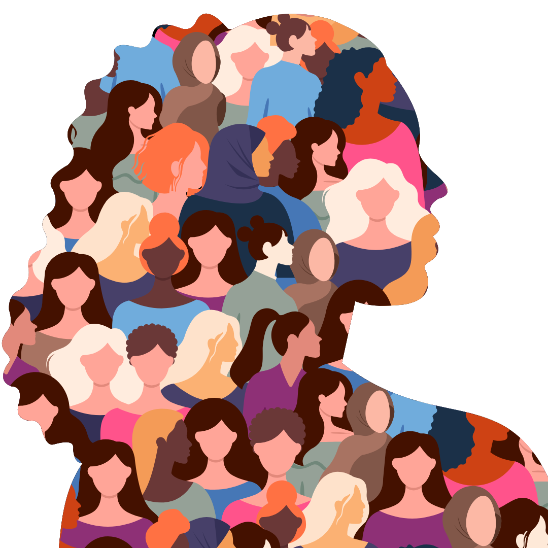 Silhouette of a woman filled with images of women 