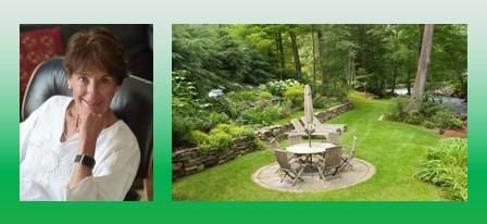 Image of landscape designer, Emily Kelting, and one of her landscapes