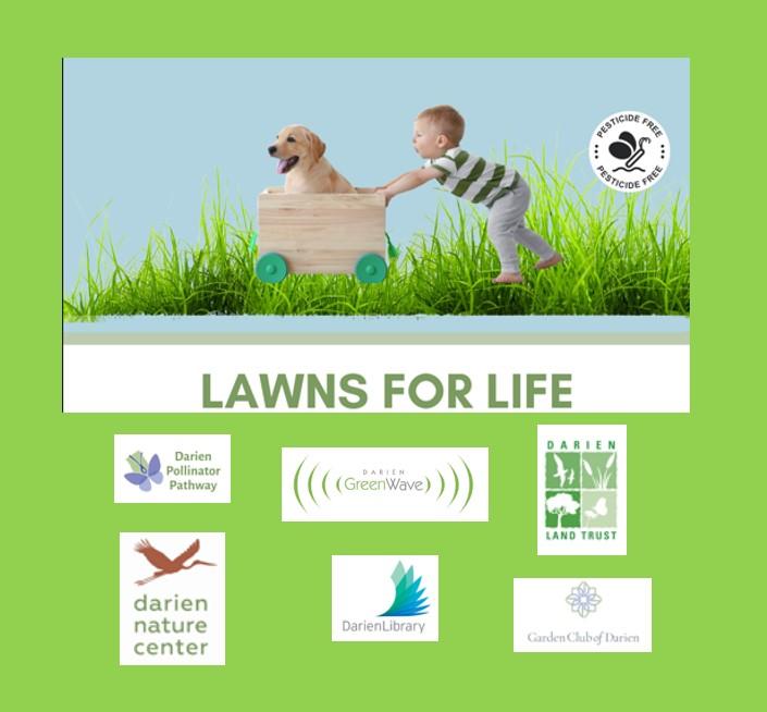 image of a boy and a dog playing in a wagon on green grass with the title, Lawns For Life