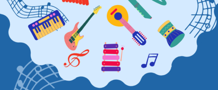 An illustration of musical instruments
